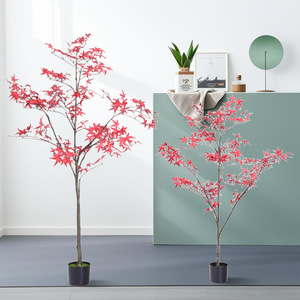 Haut de gamme luxe intérieur salon décoration bionique fleur Art Simulation plante verte érable rouge plantes artificielles verdure - Product Image 2