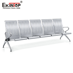 Sillas de acero inoxidable Ekintop en fila, 5 asientos con pasamanos para sala de espera, aeropuerto, estación, uso público - Product Image 1