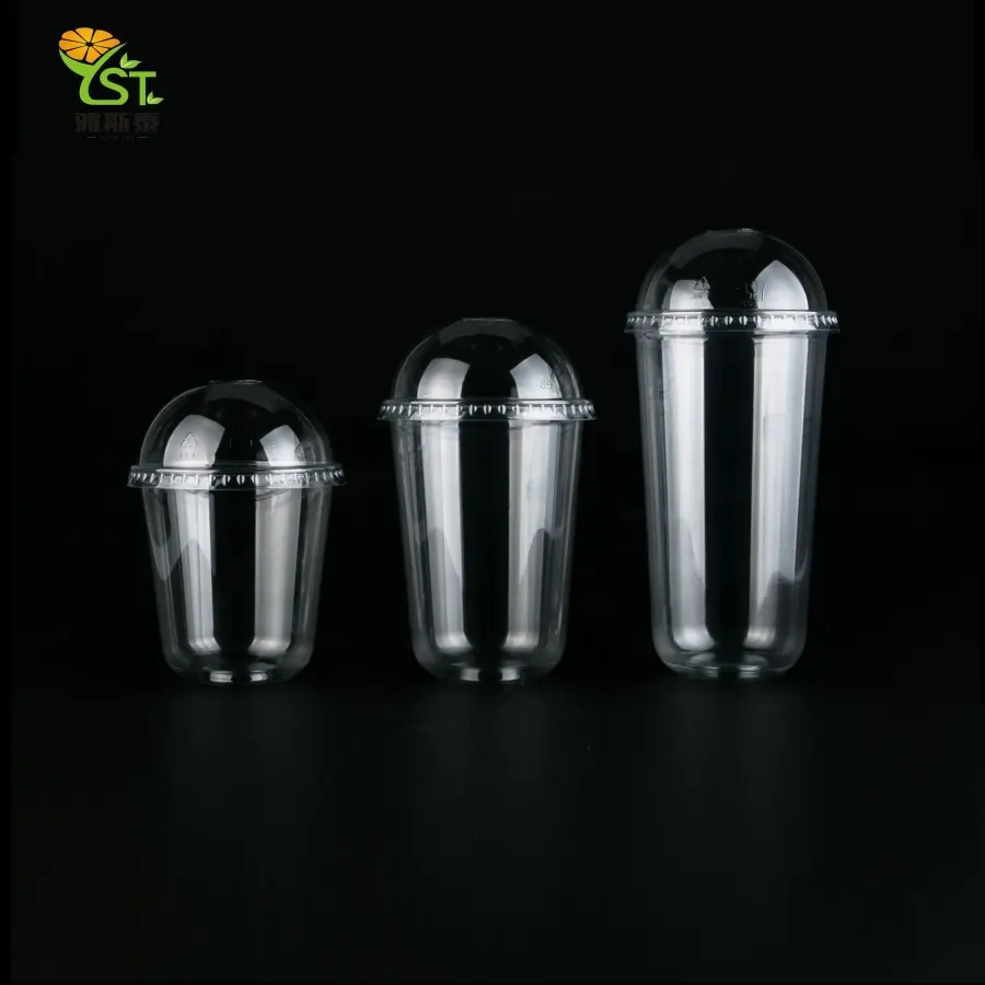 700Ml Fabriek Transparante Duidelijke Afdrukken Cups Met Deksels, Milkshake Koud Drankje Plastic Sap U Cup