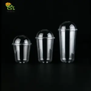 Taza de café de plástico desechable con tapa, vaso de plástico transparente con estampado personalizado, 12, 16, 20, 24oz PP PET