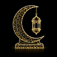 Metallrahmen LED-Lichterkette und Lichtschlauch Halbmond Stern Hängelaterne Moschee-Silhouette Grünes Ramadan-Motiv-Licht IP65