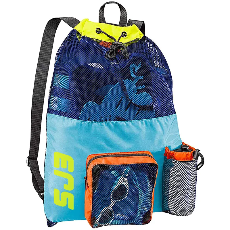 Large Net Mesh Tote Backpack For Wet Swimming Gym Custom Mesh Beach Bags