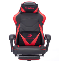 Chaise de jeu ergonomique à dossier haut de style racing avec revêtement en cuir PU, repose-pieds pivotant à 360 degrés et inclinable pour le bureau à domicile et les joueurs
