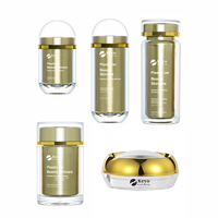 Flacon Rond Doré Double Couche en Plastique pour Capsules de Vitamines et Nutriments, Bouteille de Voyage Pratique pour Médicaments et Pilules