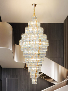 Langju Modern Art Deco Personalizable Big Hotel Lobby Iluminación para Hotel Lobby Sala de estar Techo alto Puerta de entrada Candelabro - Product Image 4
