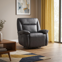 Fauteuil d'appoint moderne pivotant en cuir pleine fleur, structure en bois massif, éponge haute densité, pour salon