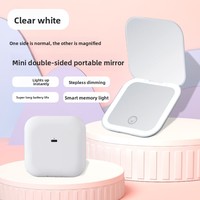 Square Portable Gift Handheld Folding Magnifying LED Light Charging Function Compact Design Makeup Compact Mirror