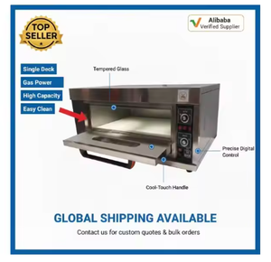 Four à pain commercial classique à gaz, 1 niveau, 2 plateaux, avec thermostat intégré, bouton de minuterie, affichage LED et protection contre la surchauffe - Product Image 3