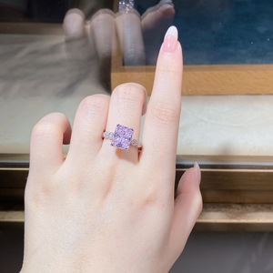 Bijoux de mode en argent sterling 925 pour femme, bague d'éternité avec zircone cubique 5A rose coupée radiant, pour promesse, fiançailles et mariage - Product Image 6