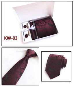 Neue Herren Krawatte Set Krawatte Clip Taschentuch Manschetten knöpfe Krawatte Seide Jacquard gewebte Krawatte Hochzeits geschäft mit Geschenk box - Product Image 2