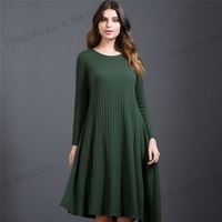 Femmes grande taille vêtements robes élégantes femmes grande taille automne dame longue côte mince solide plissé tricoté pull tenue décontractée