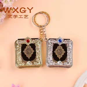 Arabic Edition the Koran Book Key Chain Wholesale Cheap ABS Paper Quran Religious Book Keychain with Rhinestone