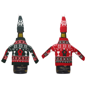 2PCS Weihnachten gestrickte Weinflaschen abdeckung Bierset Stoff Esszimmer Weihnachten Tisch dekoration für Küche Holiday Party Flaschen pullover - Product Image 3