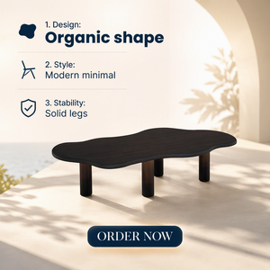 Tavolo da Pranzo di Alta Gamma con Forma Organica Irregolare e Finitura in <span class=keywords><strong>Legno</strong></span> <span class=keywords><strong>Scuro</strong></span>, Arredamento di Lusso per Ville e Hotel - Product Image 1