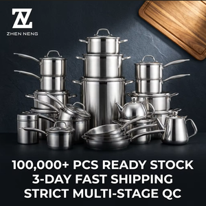 <span class=keywords><strong>Juego</strong></span> de 4 <span class=keywords><strong>Ollas</strong></span> de Acero Inoxidable de Calidad Industrial con Base Reforzada y Tapas de Borde Ancho para Servicios de Catering Profesionales - Product Image 4