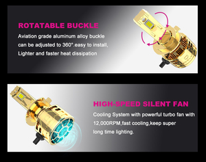 Vente Flash Usine : Ampoules LED <span class=keywords><strong>K100</strong></span> <span class=keywords><strong>GOLD</strong></span> CSP3570 pour Phares Automobiles, Accessoires Plug and Play pour Phares de Voiture - Product Image 5