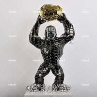 Prix d'usine Sculpture modèle Gorilla Kong électroplaqué, peint à la main, personnalisable en résine/fibre de verre, décoration de bureau et de maison