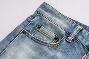 Primavera y otoño Agujeros <span class=keywords><strong>rotos</strong></span> Estiramiento Lavado Raging Pies pequeños Tight Nightclub Color claro Fresh D2 Jeans Pantalones de <span class=keywords><strong>hombre</strong></span> - Product Image 4