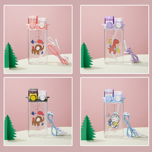 570Ml Kinderen Water Sippy Cup Voor Outdoor School Schattige Cartoon Dier Baby Waterfles Met Schouderriem Voor Jongen Meisje - Product Image 2