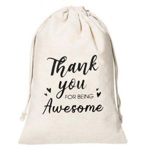 Wholesale Custom Small Cotton <b>Drawstring</b> Gift <b>Pouch</b> Birthday Candy Personalized Cotton Favor Bags - Product Image 3