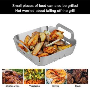 מחורר 3 חתיכות כיכר עגול מנגל Veggie גריל סל ווק צלייה סלי סט נירוסטה ירקות גריל ווק צילינדר - Product Image 5