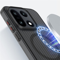 Étui magnétique à grille ondulée effet peau pour OnePlus 15 / Ace 6 - Coque rigide semi-transparente mate antichoc