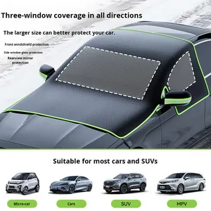 Housse de voiture en tissu Oxford épais, <span class=keywords><strong>pare</strong></span>-<span class=keywords><strong>brise</strong></span> avant, anti-gel, anti-givre, anti-neige, demi-housse d'hiver - Product Image 5