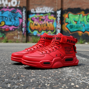 Yüksek Bilekli Yeni Trend Günlük Erkek Ayakkabıları Tenis <span class=keywords><strong>2026</strong></span> Spor Platform Spor Ayakkabıları Siyah Beyaz Kırmızı Taban Tasarımcı Erkek Ayakkabıları - Product Image 1