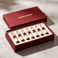 Boîte rigide personnalisée avec couvercle et base en prunier pour flacons de peptides, 6 flacons, logo estampé à chaud sur mousse.