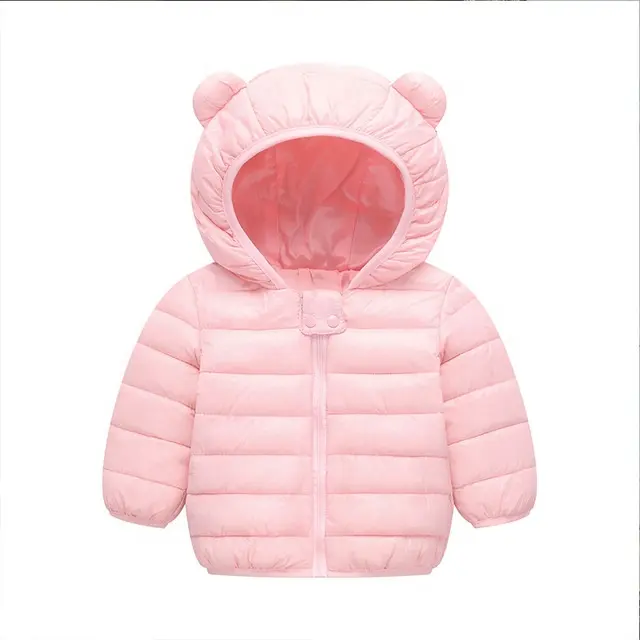 Casaco de inverno com capuz para meninos e meninas, jaqueta fofa de urso e orelhas para crianças