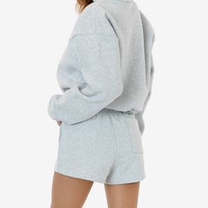 OEM Y2K algodón media cremallera recortada Sudadera con capucha bordado personalizado Puff impreso gota hombro Boxy ajustado Sudadera con capucha y sudadera para mujer - Product Image 3