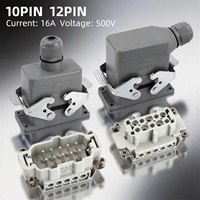 Conector Rectangular Industrial de Alta Resistencia BYLJQ, 10-32 Pines, 500V, Macho/Hembra, IP65, Aleación de Aluminio Fundido a Presión, PCB de Latón