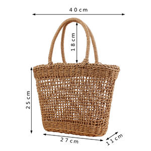 Nuova Borsa da Spiaggia Estiva, Cesto Intrecciato a Mano in <span class=keywords><strong>Vimini</strong></span>, Borsa a Rete Traforata in Paglia - Product Image 3