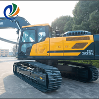Excavatrice Hyundai d'occasion Hyundai305 HX305 30 tonnes, moteur Cummins et composants hydrauliques Kawasaki, 173 kW, avec pompe et moteur