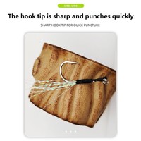 Hameçon Assist en Acier au Carbone à Ligne Noire pour Leurres de Slow Pitch Jigging avec Plumes