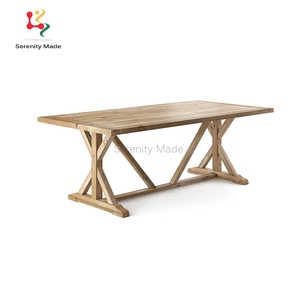 10 Chỗ Ngồi Mộc Mạc Rắn Gỗ Sồi Trestle Bàn Ăn Cho Sự Kiện Đám Cưới - Product Image 4