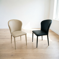 Chaise de salle à manger minimaliste nordique moderne avec siège en cuir PU et structure en métal pour hôtel, restaurant, usage domestique