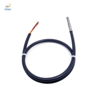 Sensor suhu air Digital tahan air 6*50mm baja tahan karat 304 untuk Probe alur bergulir DS18B20