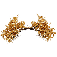 Guirlande artificielle en plastique de violette dorée avec baies blanches et feuilles dorées métalliques pour la décoration de Thanksgiving, Noël, Nouvel An et mariage