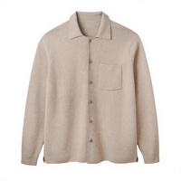 Cardigan en tricot respirant pour l'hiver, logo frontal, couleur unie, poche poitrine, finition élégante, pull en tricot pour homme