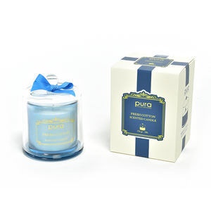 Bougie en coton frais 150g dans un cloche en verre de diamètre… 9CM H.12CM - Product Image 1