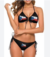 Ensemble de bikini pour femmes avec motif des drapeaux de la Côte d'Ivoire, string transparent sexy, maillot de bain deux pièces tendance pour la plage