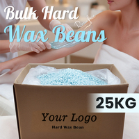 25 kg de perles de cire dure bleu clair sans colophane en carton 43,5x32,5x26,5 cm, perles de cire de glacier pour salon de beauté OEM