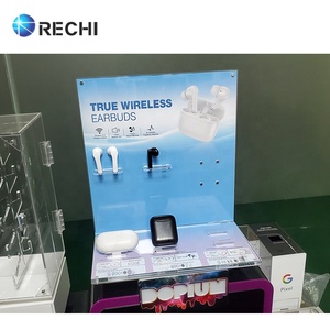 Rechi tùy chỉnh từ acrylic Tai nghe không dây bán lẻ POS hiển thị đứng Rack với có thể thay đổi quảng cáo đồ họa dấu hiệu cho TWS tai nghe - Product Image 2