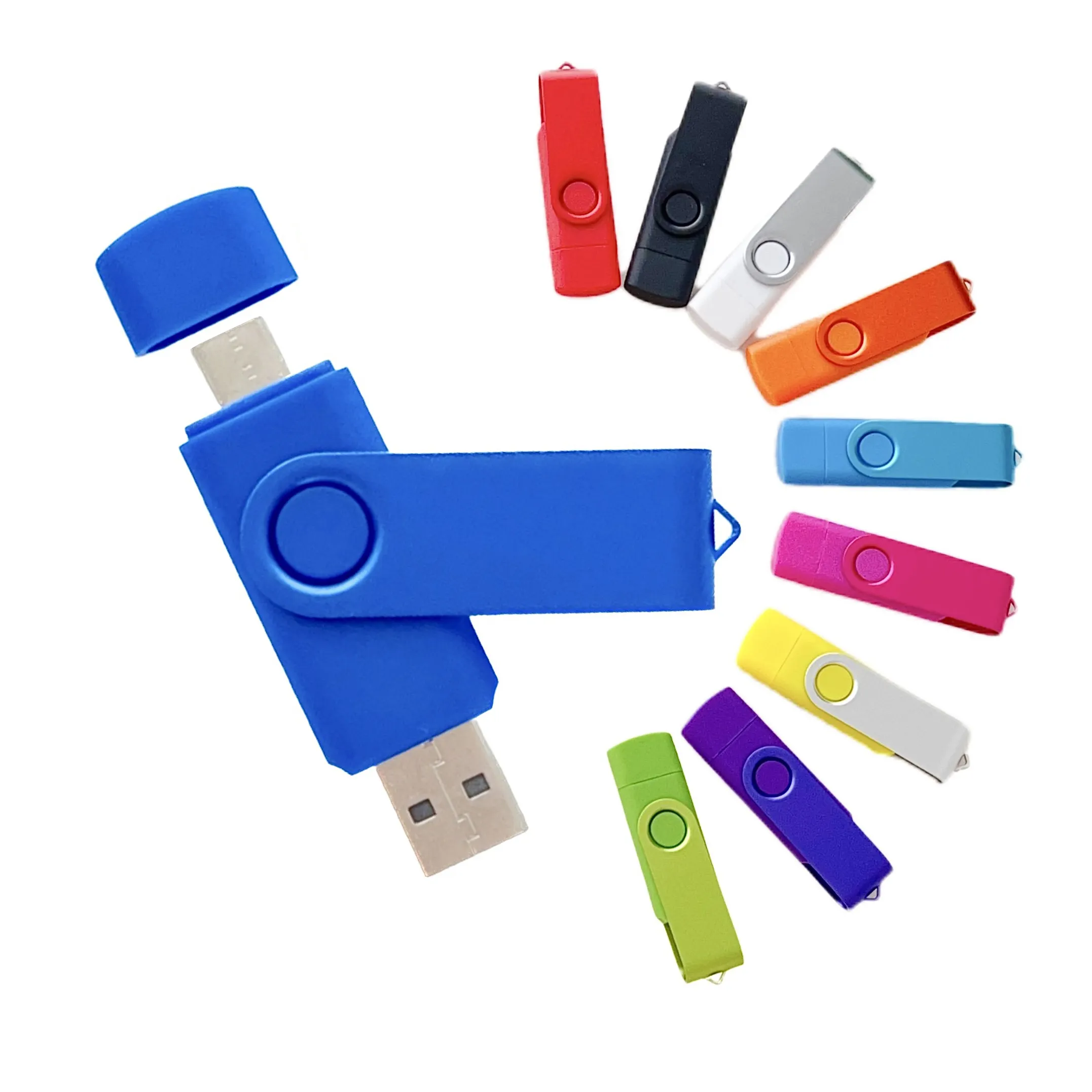 Bulk Free sample 2 IN 1 OTG USB flash drive Twister Or Swivel Phone Pendrive Memoria Otg 32 64 128 Gb Usb Memory