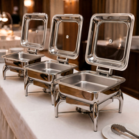 LIYUNDA Ensemble de buffet de luxe 6L en acier inoxydable, chauffe-plats à alcool avec support réglable pour la restauration hôtelière