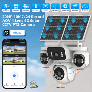 Kamera Keamanan Tenaga Surya Hongnaer 15MP 20MP Zoom Digital 16X HiEasy <span class=keywords><strong>3</strong></span> Lensa 4 Lensa AOV Luar Ruangan Kamera CCTV Solar Kartu SIM 4G - Product Image 2