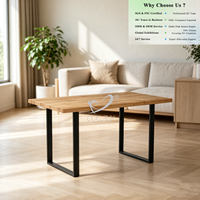 Table à manger en bois commerciale OKAY Project Supply, plateau en MDF contemporain, pieds en métal robustes, écologique, montage facile