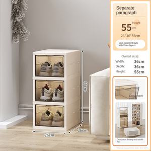 <span class=keywords><strong>Scarpiera</strong></span> Pieghevole in <span class=keywords><strong>Plastica</strong></span> Trasparente a Singolo Ripiano <span class=keywords><strong>con</strong></span> Assorbimento Magnetico Rinforzato, Design Moderno e Sostenibile - Product Image 5