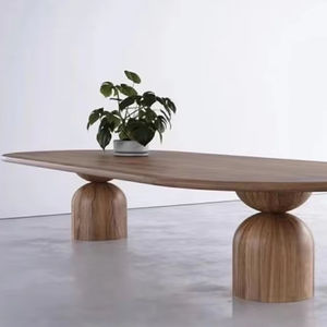 Juego de Comedor de Madera Maciza con Pata de Pedestal Diseño Redondo Moderno para 8 Personas para Bar en Casa o Sala de Estar - Product Image 1